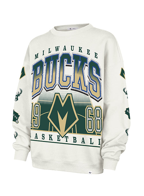 Women's '47 Brand 2025-26 City Edition Milwaukee Bucks Oversized Crewneck Sweatshirt-front