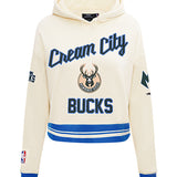 Women's Pro Standard 2025-26 City Edition Milwaukee Bucks Cropped Hooded Sweatshirt-front