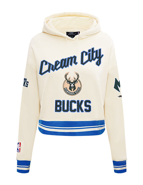 Women's Pro Standard 2025-26 City Edition Milwaukee Bucks Cropped Hooded Sweatshirt-front