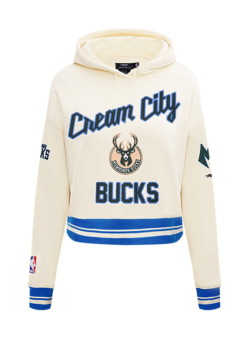 Women's Pro Standard 2025-26 City Edition Milwaukee Bucks Cropped Hooded Sweatshirt-front