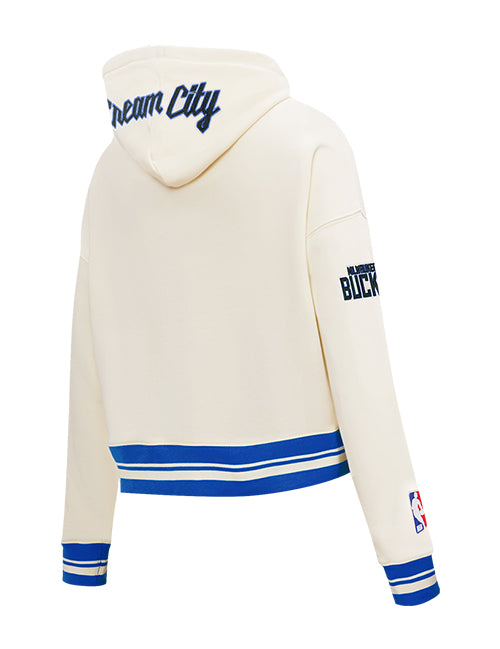 Women's Pro Standard 2025-26 City Edition Milwaukee Bucks Cropped Hooded Sweatshirt-angled back