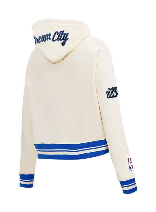 Women's Pro Standard 2025-26 City Edition Milwaukee Bucks Cropped Hooded Sweatshirt-angled back