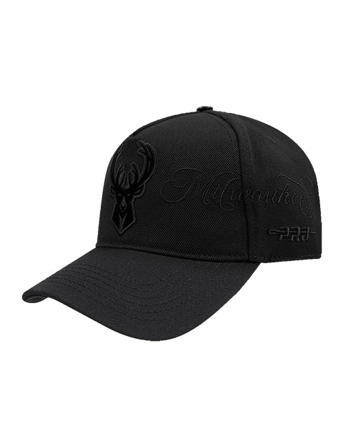 Pro Standard Blackout Milwaukee Bucks Pinch Snapback Hat-left