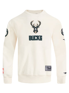 Pro Standard Modern Original Milwaukee Bucks Cream Crewneck Sweatshirt-front