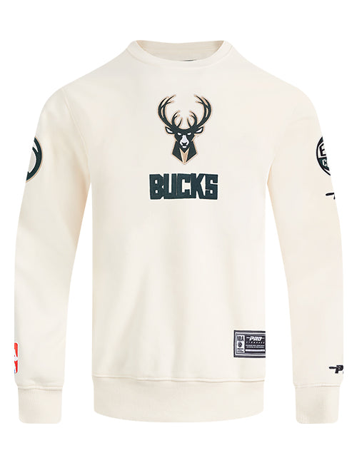 Pro Standard Modern Original Milwaukee Bucks Cream Crewneck Sweatshirt-front