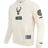 Pro Standard Modern Original Milwaukee Bucks Cream Crewneck Sweatshirt-angled front