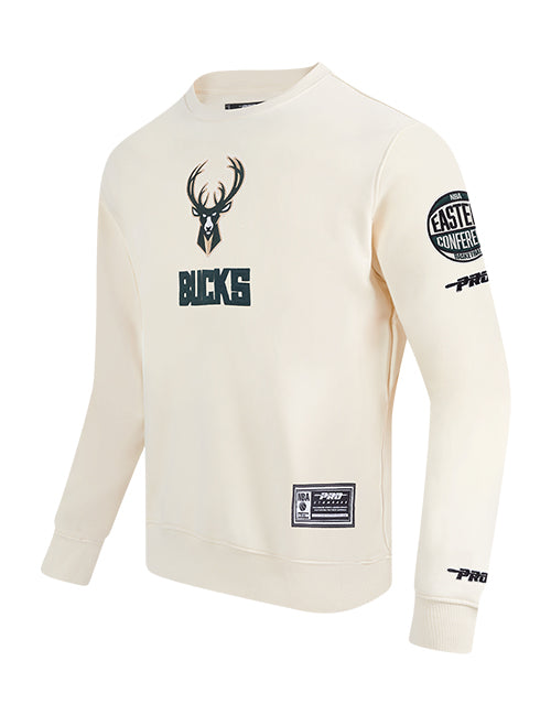 Pro Standard Modern Original Milwaukee Bucks Cream Crewneck Sweatshirt-angled front