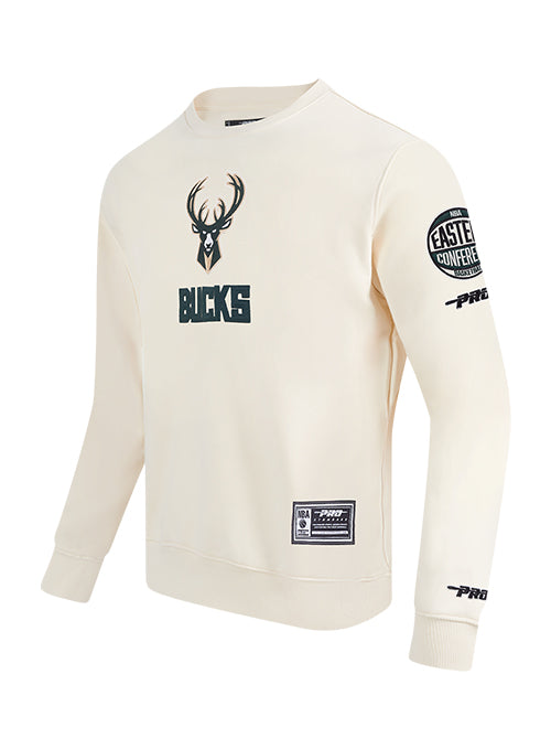 Pro Standard Modern Original Milwaukee Bucks Cream Crewneck Sweatshirt-angled front