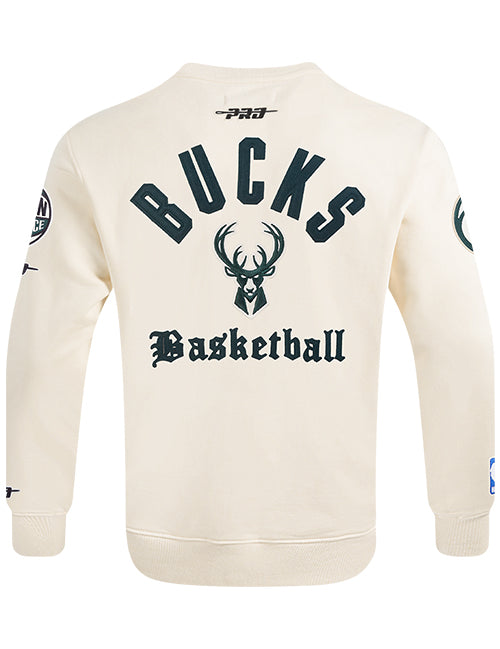 Pro Standard Modern Original Milwaukee Bucks Cream Crewneck Sweatshirt-back