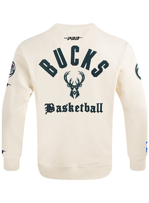 Pro Standard Modern Original Milwaukee Bucks Cream Crewneck Sweatshirt-back