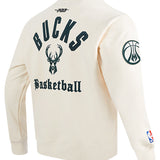 Pro Standard Modern Original Milwaukee Bucks Cream Crewneck Sweatshirt-angled back