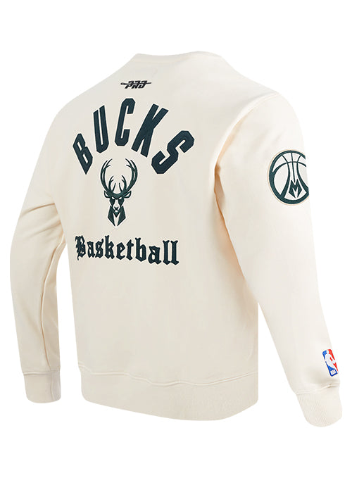 Pro Standard Modern Original Milwaukee Bucks Cream Crewneck Sweatshirt-angled back