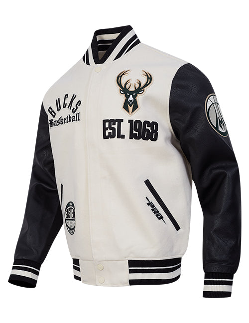 Pro Standard Modern Original Milwaukee Bucks Varsity Jacket-angled front