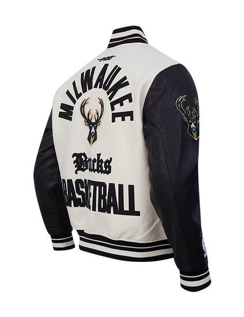 Pro Standard Modern Original Milwaukee Bucks Varsity Jacket-angled back