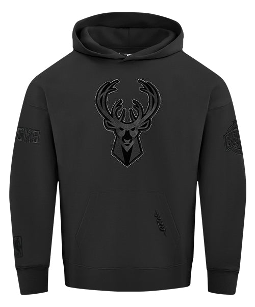 Pro Standard Blackout Milwaukee Bucks Hooded Sweatshirt-front