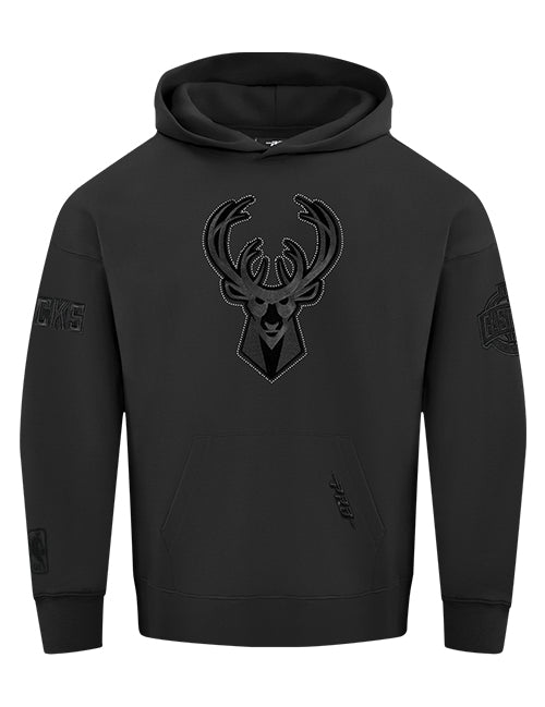 Pro Standard Blackout Milwaukee Bucks Hooded Sweatshirt-front