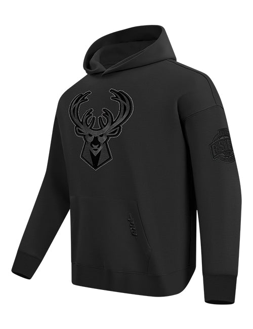 Pro Standard Blackout Milwaukee Bucks Hooded Sweatshirt-nagled front