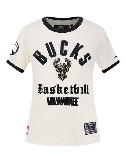 Women's Pro Standard Modern Original Milwaukee Bucks Ringer T-Shirt-front