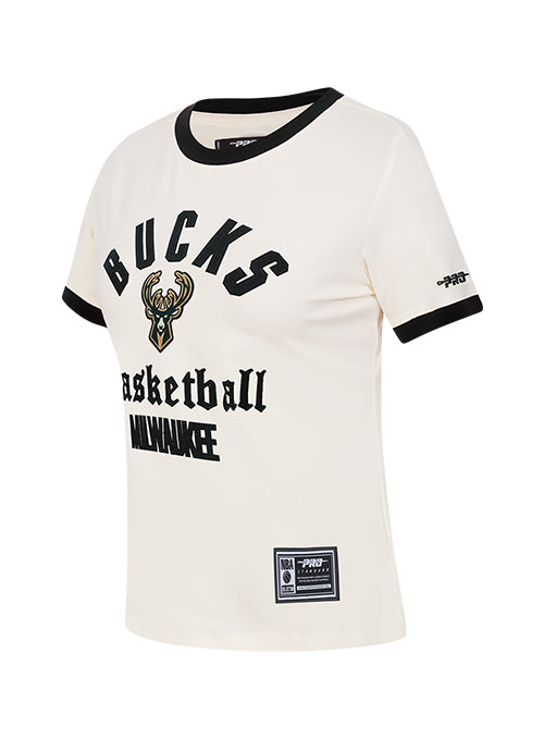 Women's Pro Standard Modern Original Milwaukee Bucks Ringer T-Shirt-angled  front