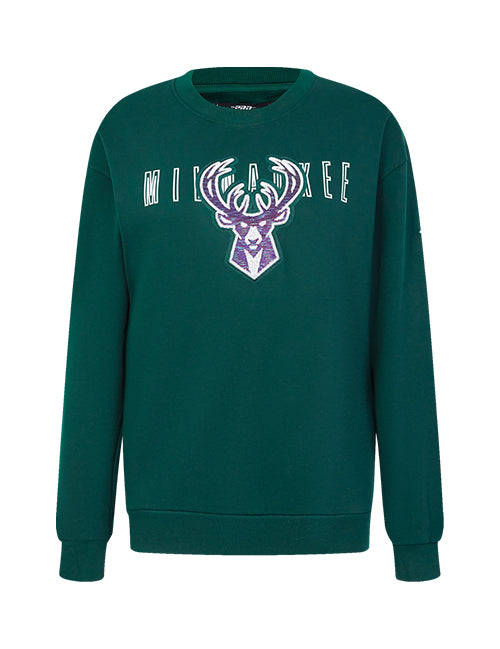 Women's Pro Standard City Lights Milwaukee Bucks Crewneck Sweatshirt-front