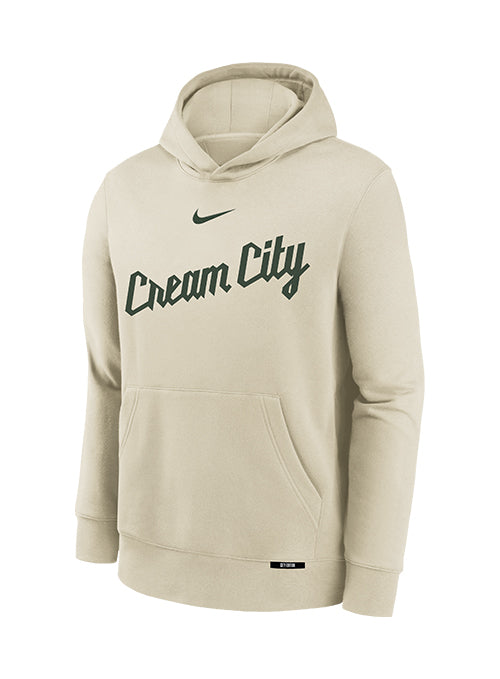 Youth Nike 2025-26 City Edition Club Milwaukee Bucks Hooded Sweatshirt-front
