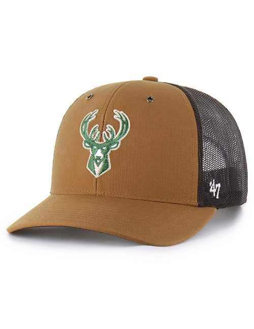 '47 Brand x Carhartt Brown Milwaukee Bucks Trucker Snapback Hat-left
