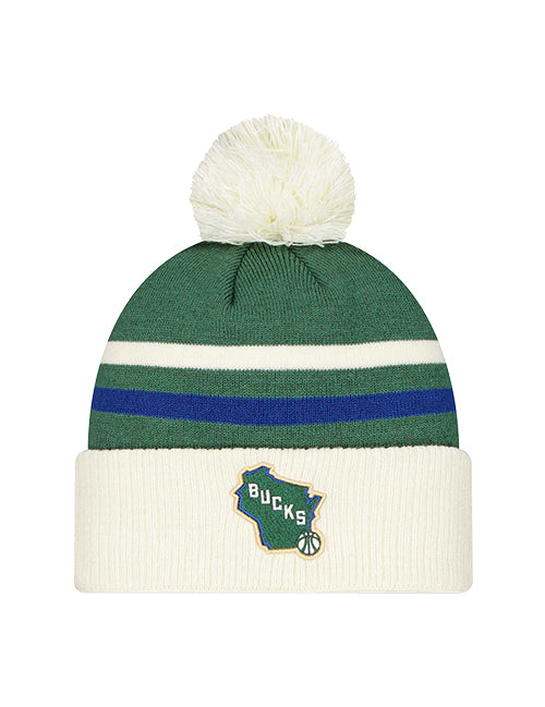 New Era 2025-26 City Edition State Milwaukee Bucks Pom Cuff Knit Hat-front