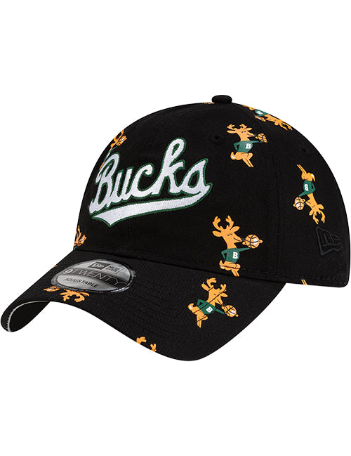 New Era 9Twenty HWC '68 All Over Print Milwaukee Bucks Adjustable Hat-left