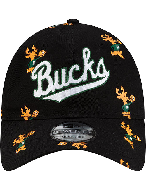New Era 9Twenty HWC '68 All Over Print Milwaukee Bucks Adjustable Hat-front