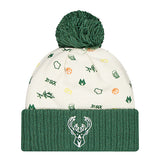 New Era Wisconsin All Over Print Milwaukee Bucks Cuff Pom Knit Hat-back