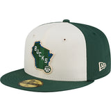 New Era 59Fifty Wisconsin All Over Print Brim Milwaukee Bucks Fitted Hat-left