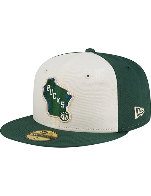 New Era 59Fifty Wisconsin All Over Print Brim Milwaukee Bucks Fitted Hat-left