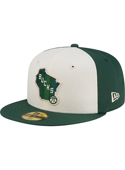 New Era 59Fifty Wisconsin All Over Print Brim Milwaukee Bucks Fitted Hat-left