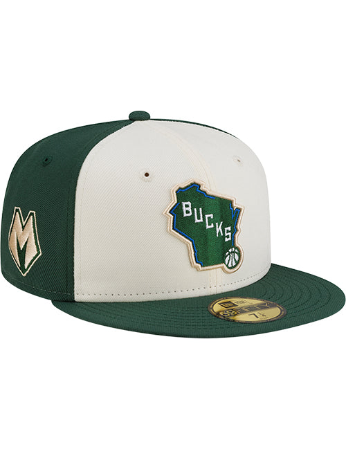 New Era 59Fifty Wisconsin All Over Print Brim Milwaukee Bucks Fitted Hat-right