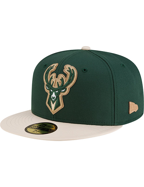 New Era 59Fifty Milwaukee Bucks Leather Fitted Hat-left
