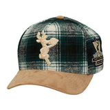 Mitchell & Ness HWC '68 Green Plaid Milwaukee Bucks Snapback Hat-front