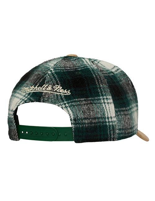 Mitchell & Ness HWC '68 Green Plaid Milwaukee Bucks Snapback Hat-back