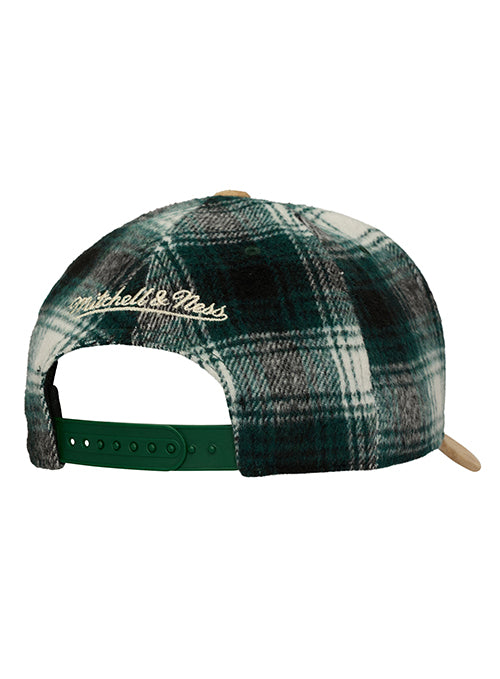 Mitchell & Ness HWC '68 Green Plaid Milwaukee Bucks Snapback Hat-back