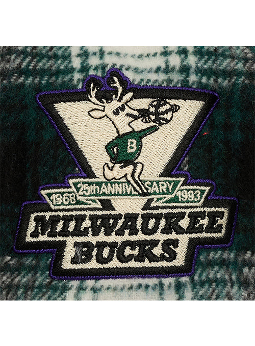 Mitchell & Ness HWC '68 Green Plaid Milwaukee Bucks Snapback Hat-patch