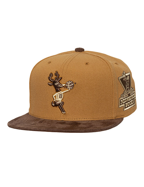 Mitchell & Ness HWC '68 Coffee Milwaukee Bucks Strapback Hat-front