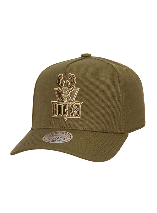 Mitchell & Ness HWC '93 Olive Pinch Milwaukee Bucks Snapback Hat-front