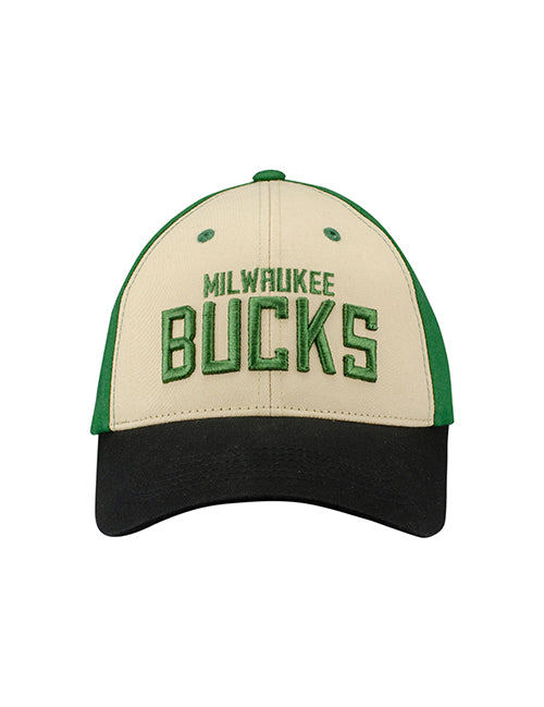 Tri-Color Wordmark Milwaukee Bucks Adjustable Hat-front