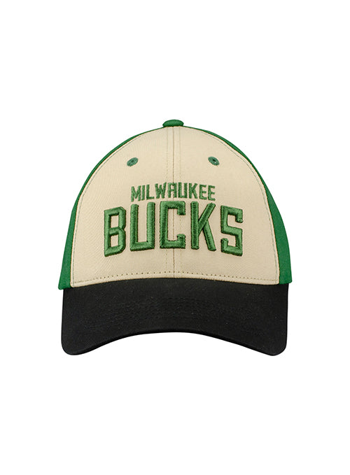 Tri-Color Wordmark Milwaukee Bucks Adjustable Hat-front