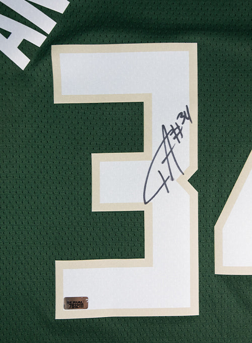 Signed Nike 2022 Icon Edition Giannis Antetokounmpo Milwaukee Bucks Swingman Jersey-signature