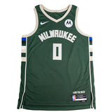 Signed Nike 2022 Icon Edition Damian Lillard Milwaukee Bucks Swingman Jersey-front