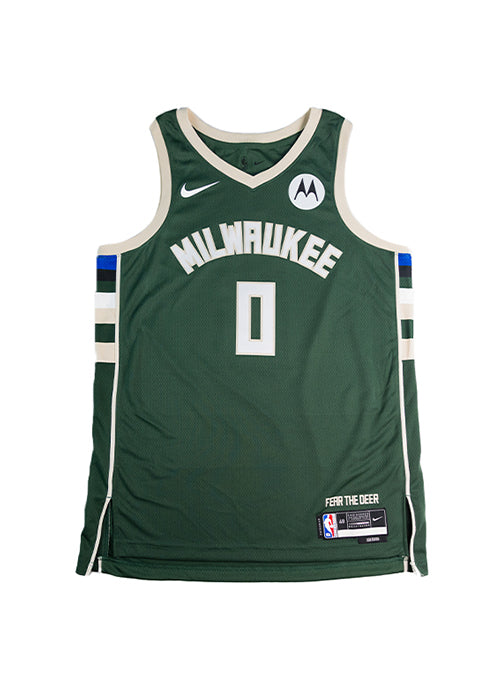 Signed Nike 2022 Icon Edition Damian Lillard Milwaukee Bucks Swingman Jersey-front