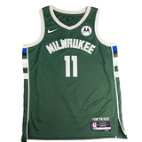 Signed Nike 2022 Icon Edition Brook Lopez Milwaukee Bucks Swingman Jersey-front