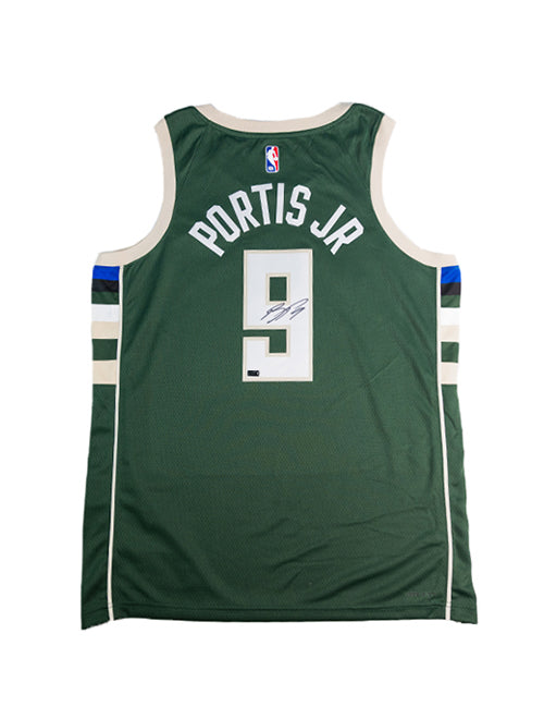 Signed Nike 2022 Icon Edition Bobby Portis Milwaukee Bucks Swingman Jersey-back