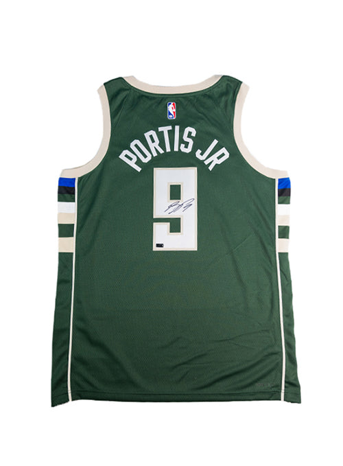 Signed Nike 2022 Icon Edition Bobby Portis Milwaukee Bucks Swingman Jersey-back