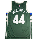 Signed Nike 2022 Icon Edition Andre Jackson Jr. Milwaukee Bucks Swingman Jersey-back